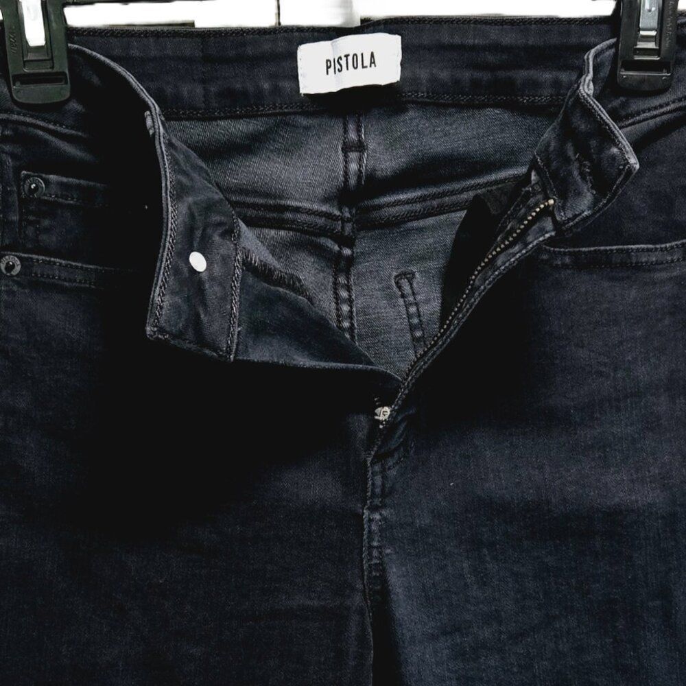 NWOT PISTOLA BLACK DENIM COTTON SPANDEX BLEND SKINNY HIGH RISE JEANS WAIST 27" - Picture 5 of 10